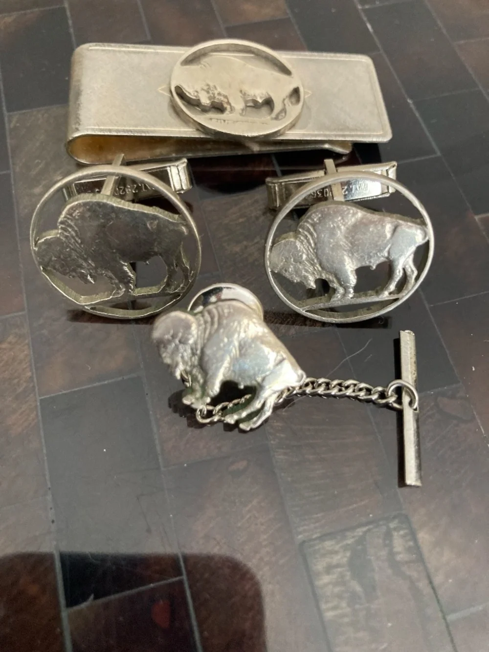 Vintage Hand-Cut Buffalo Nickel 4-Piece Jewelry Set